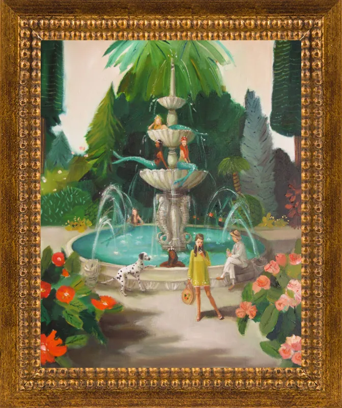 Selfie At The Mermaid Public Fountain by Janet Hill for Artfully Walls