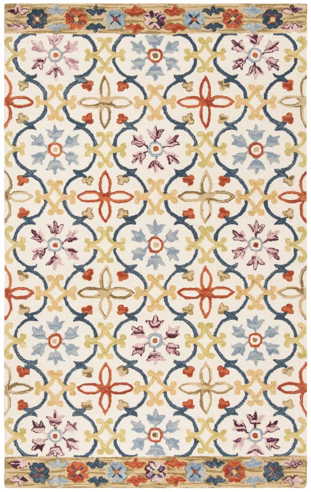 Arlo Home Hand Hooked Area Rug, SZN310B, Ivory/Multi,  5' X 8'