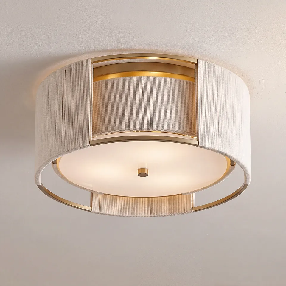 Possini Euro Pavi 16" Wide Brass Yarn 3-Light Coastal Ceiling Light