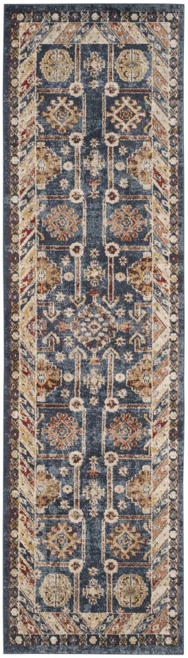 Arlo Home Woven Area Rug, BIJ653B, Royal/Ivory,  2' 3" X 8'