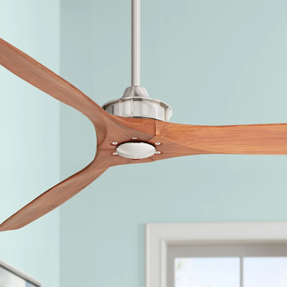 52" Windspun DC Walnut Wood and Nickel Modern Ceiling Fan with Remote