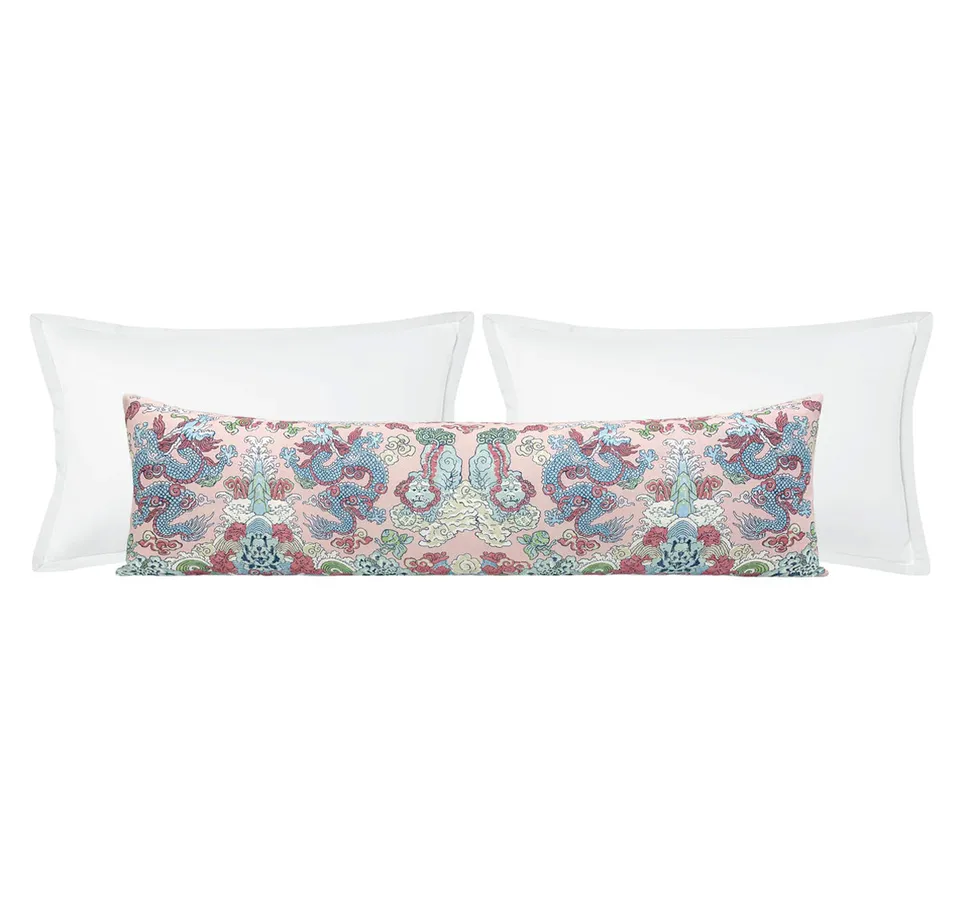 THE XL LUMBAR :: MAGIC MOUNTAIN DRAGON // BLUSH | SCHUMACHER - 14" X 48"
