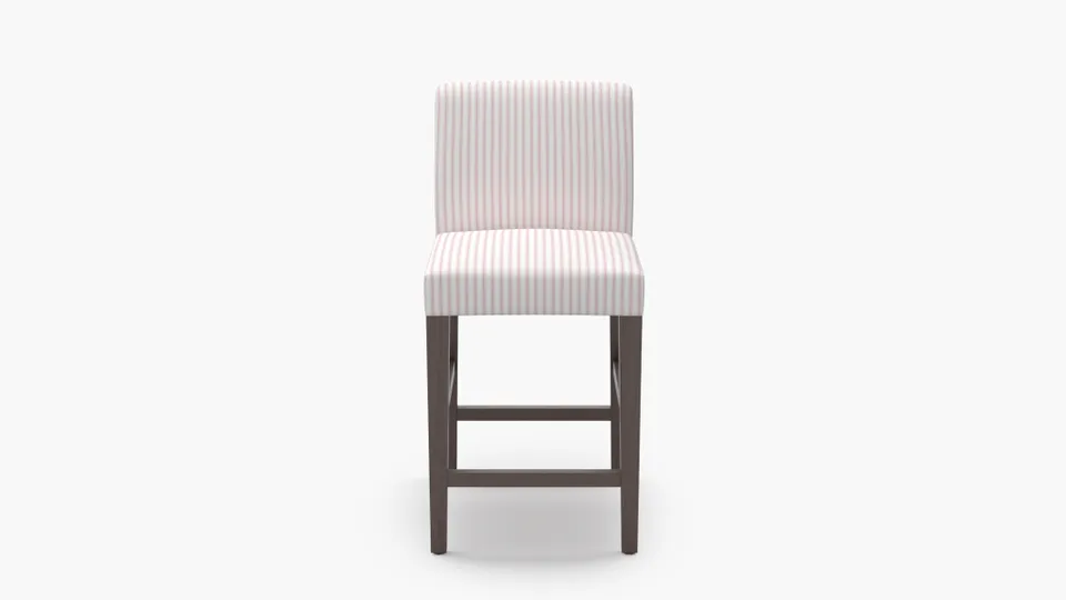 Signature Dining Counter Stool, Pink Classic Ticking Stripe, Espresso Square Tapered Leg