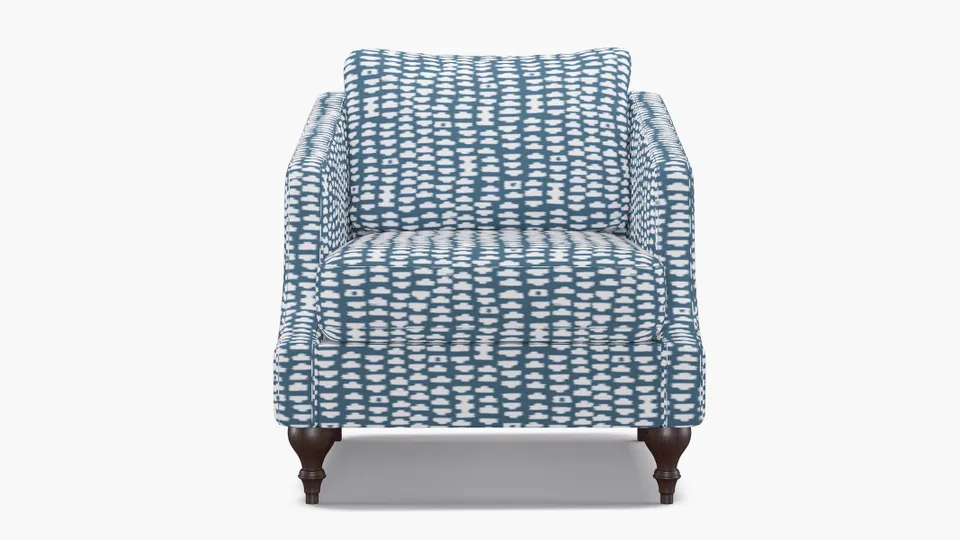 Slope Arm Chair, Dusty Blue Odalisque, Espresso Turned Wood Leg