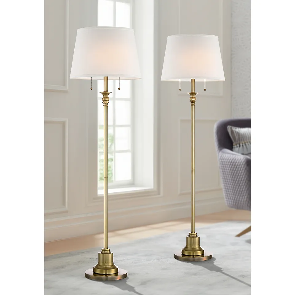 Possini Euro Spenser 58" High Brass Traditional Floor Lamps Set of 2