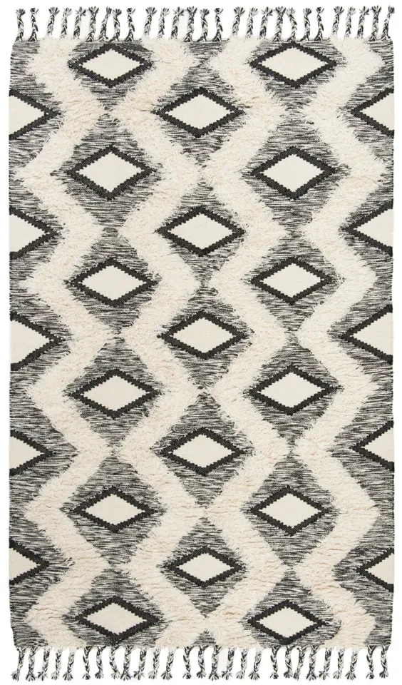 Arlo Home Hand Knotted Area Rug, KNY908H, Black/Ivory,  5' X 8'
