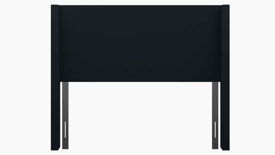 Modern Wingback Headboard, Navy Everyday Linen, Queen