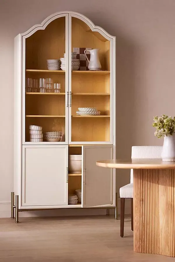 Livia 94" Glass & Wood Storage Hutch
