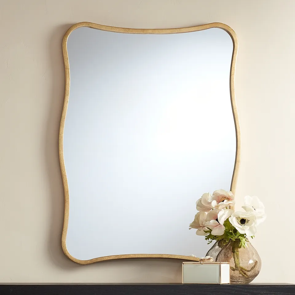 Uttermost Pavia Gold Metal 24" x 32" Curvy Wall Mirror