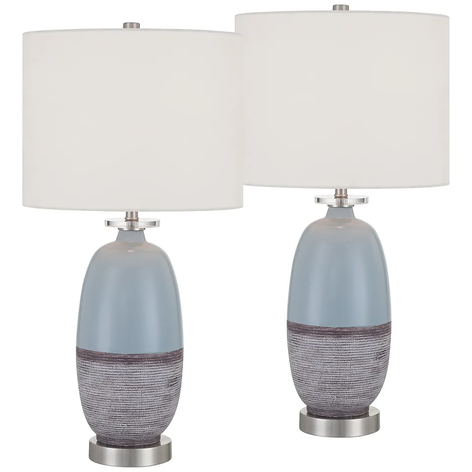 Stratos 26 1/4"H Blue Cloud Ceramic Table Lamp Set of 2 with Dimmer