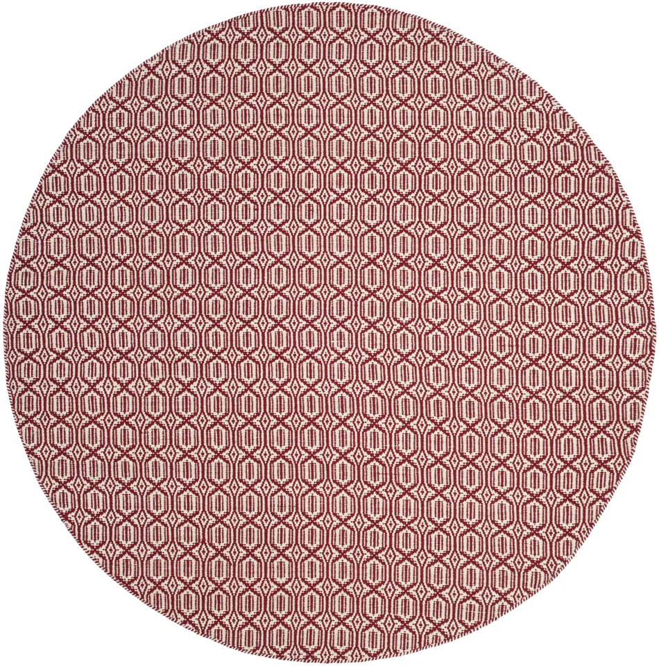 Arlo Home Hand Woven Area Rug, MTK333C, Ivory/Red,  6' X 6' Round