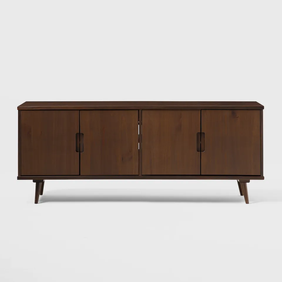 60" 4-Door Solid Wood TV Stand - Walnut