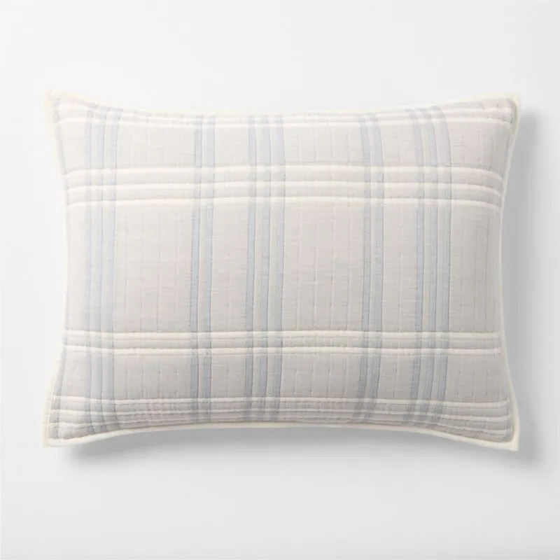 Stax Matelasse Mist Blue Organic Cotton Yarn-Dyed Kids Quilted Pillow Sham