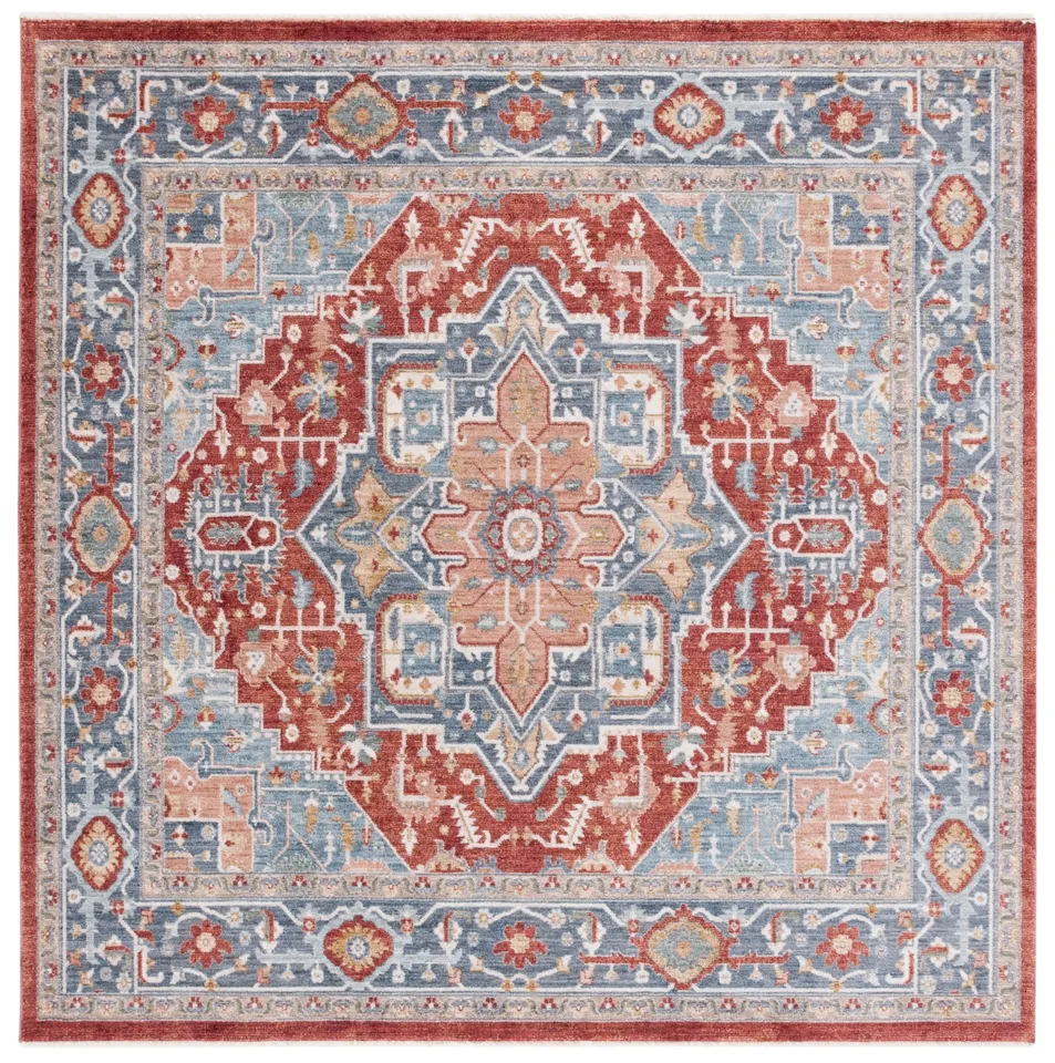 Lauren Ralph Lauren Collection Pemberton Rug, Blue / Red Ivory, 6'7" x 6'7"