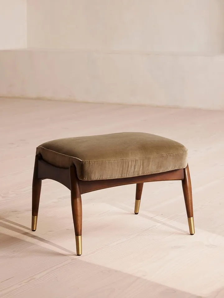 Theodore Footstool, Velvet, Truffle, US