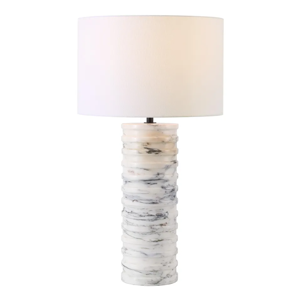 Safavieh Couture Gizelle Round Marble Table Lamp, White / Grey