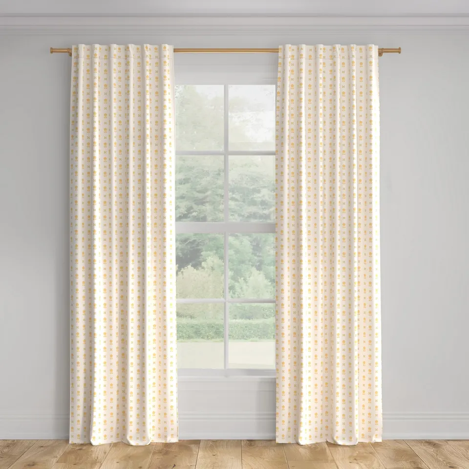 Printed Linen Curtain, Buttercup Mod Fleur, 50" x 108", Privacy