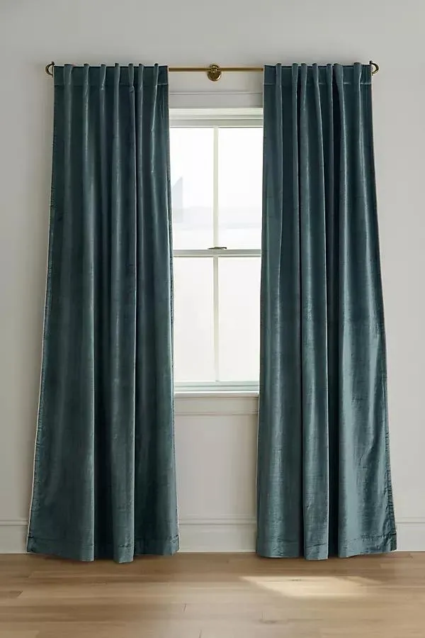 Washed Piped Velvet Curtain