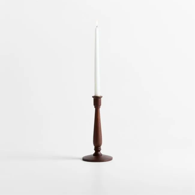 Simson Medium Dark Wood Taper Holder 10"