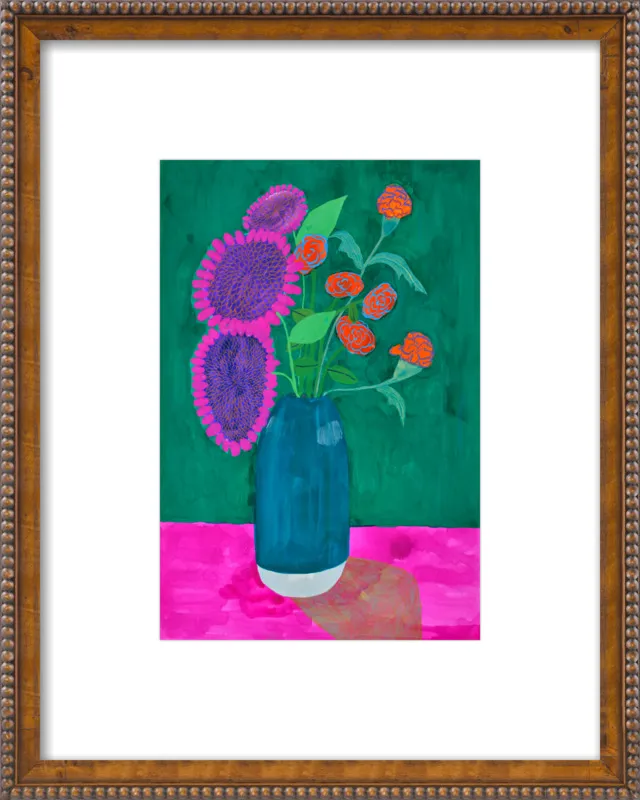 vase with sunflowers and carnations  by Christiane Drapela for Artfully Walls