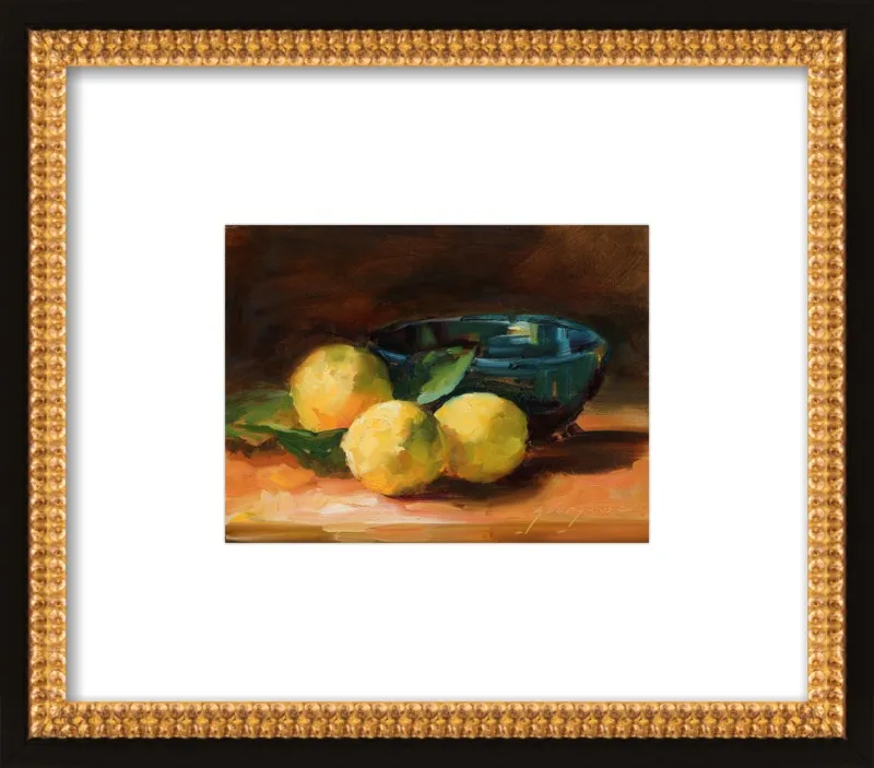Lemons and Blue Bowl by Georgesse Gomez for Artfully Walls