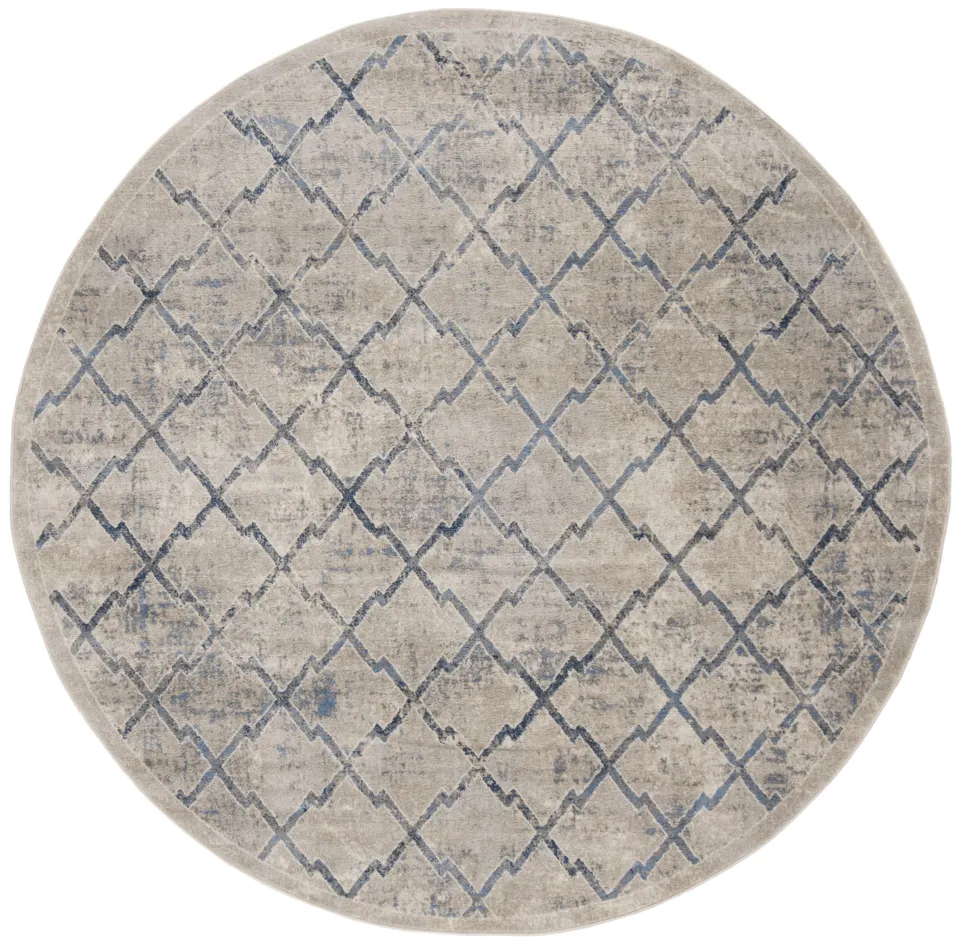 Arlo Home Woven Area Rug, BNT809G, Light Grey/Blue,  6' 7" X 6' 7" Round