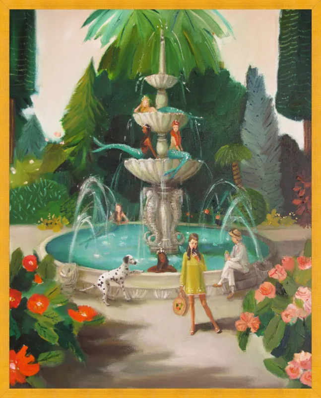 Selfie At The Mermaid Public Fountain by Janet Hill for Artfully Walls