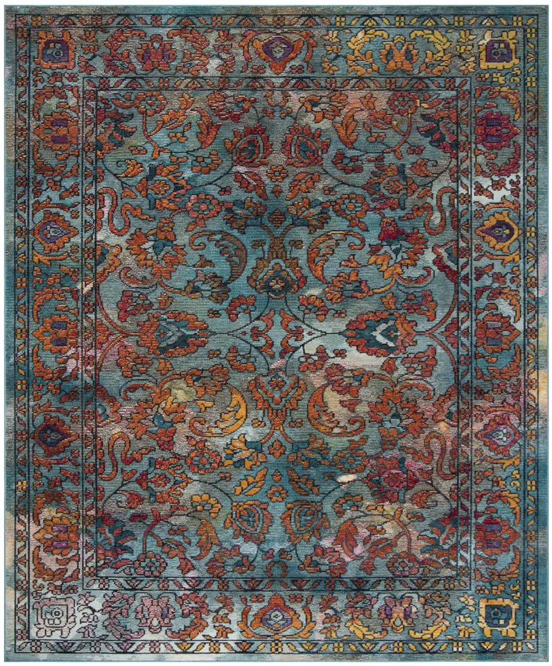 Arlo Home Woven Area Rug, CRS515A, Light Blue/Orange,  9' X 12'