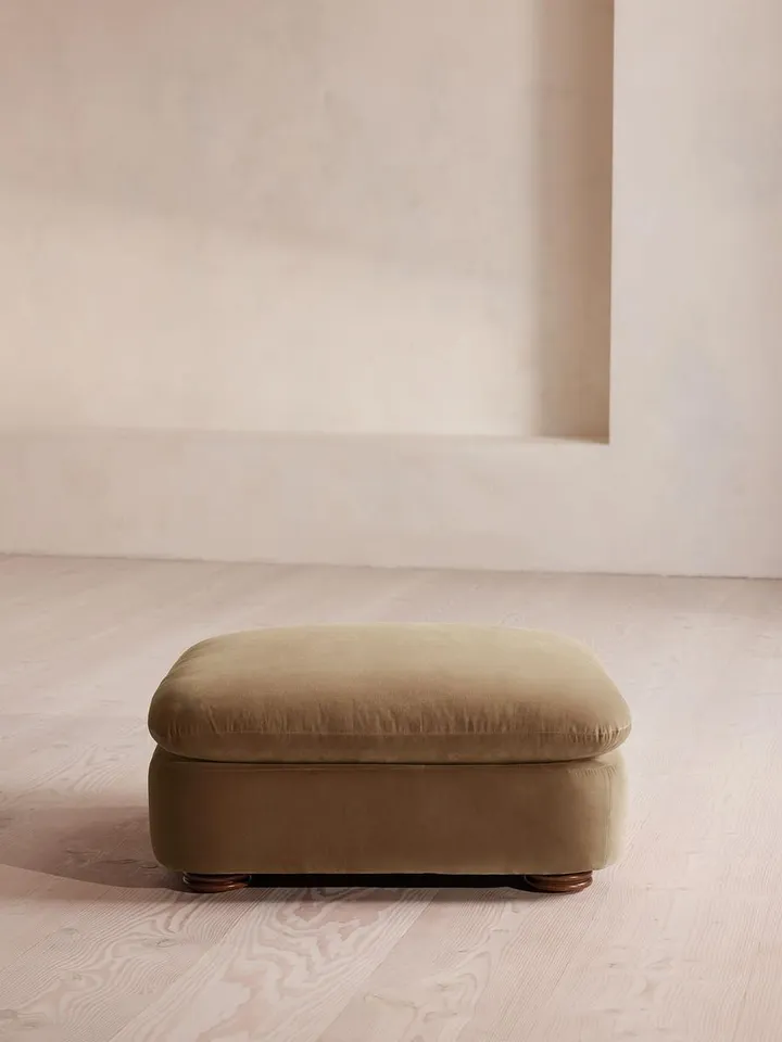 Rava Ottoman, Velvet, Truffle, US
