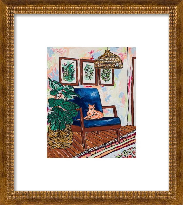 Ginger Cat in Mid Century Chair by Lara Lee Meintjes for Artfully Walls