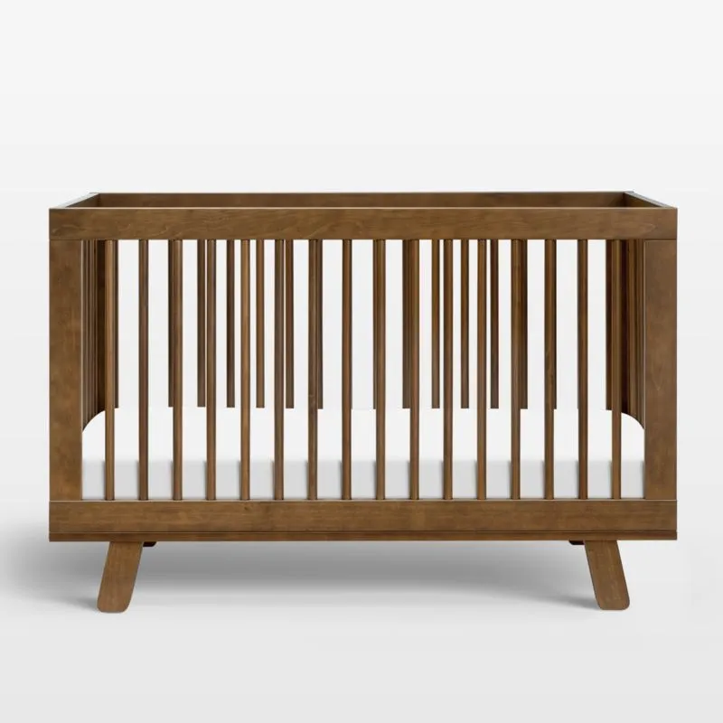 Babyletto Hudson Natural Walnut Wood 3-in-1 Convertible Baby Crib with Toddler Bed Conversion Kit