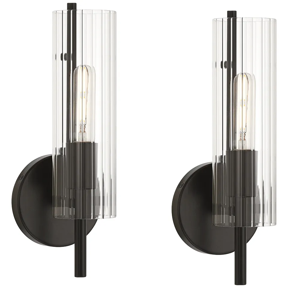 Possini Euro Taurus 13 1/2" High Matte Black Wall Sconce Set of 2
