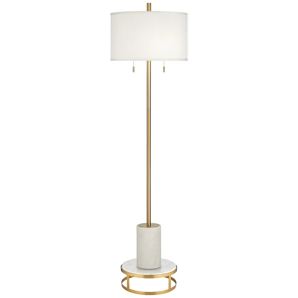Possii Euro Milan 69 1/2" Marble and Gold Modern Floor Lamp with Riser