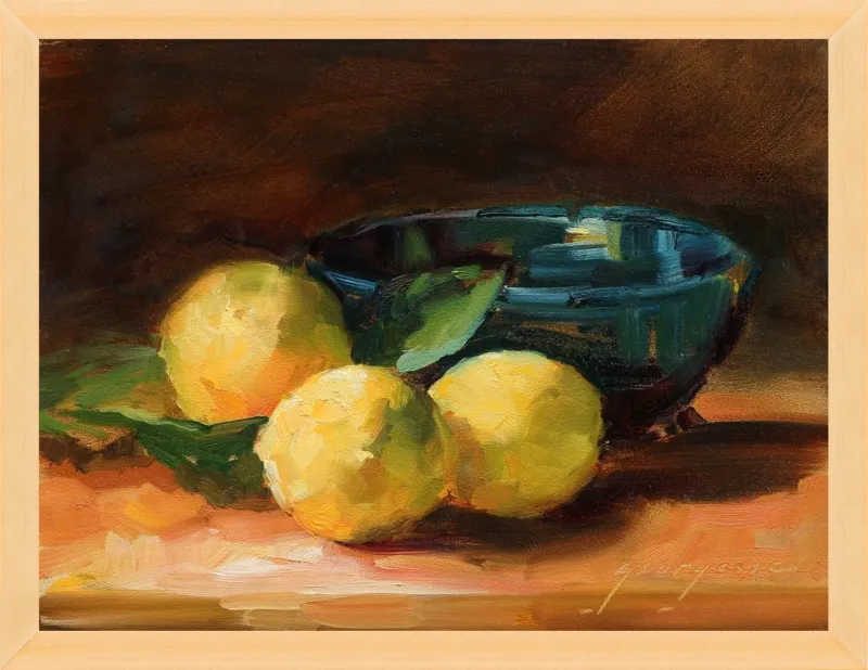 Lemons and Blue Bowl by Georgesse Gomez for Artfully Walls