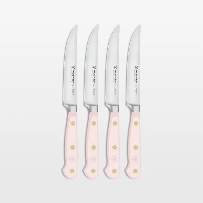 Wusthof Classic Color Pink Himalayan Salt 4.5" Steak Knives, Set of 4