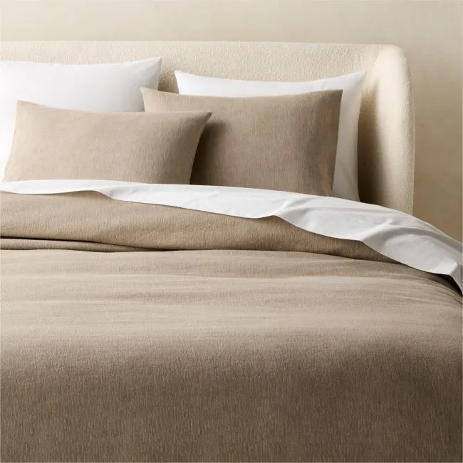 Velar Dark Taupe Organic Cotton Jacquard Full/Queen Duvet Cover
