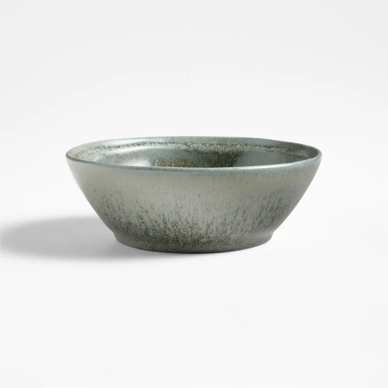 Prairie Moss Green Recycled Stoneware Cereal Bowls, Set of 8