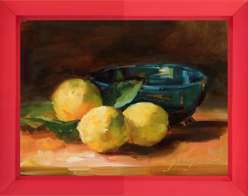 Lemons and Blue Bowl by Georgesse Gomez for Artfully Walls