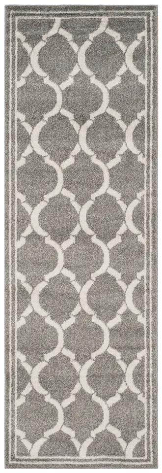 Arlo Home Indoor/Outdoor Woven Area Rug, AMT415R, Dark Grey/Beige,  2' 3" X 7'