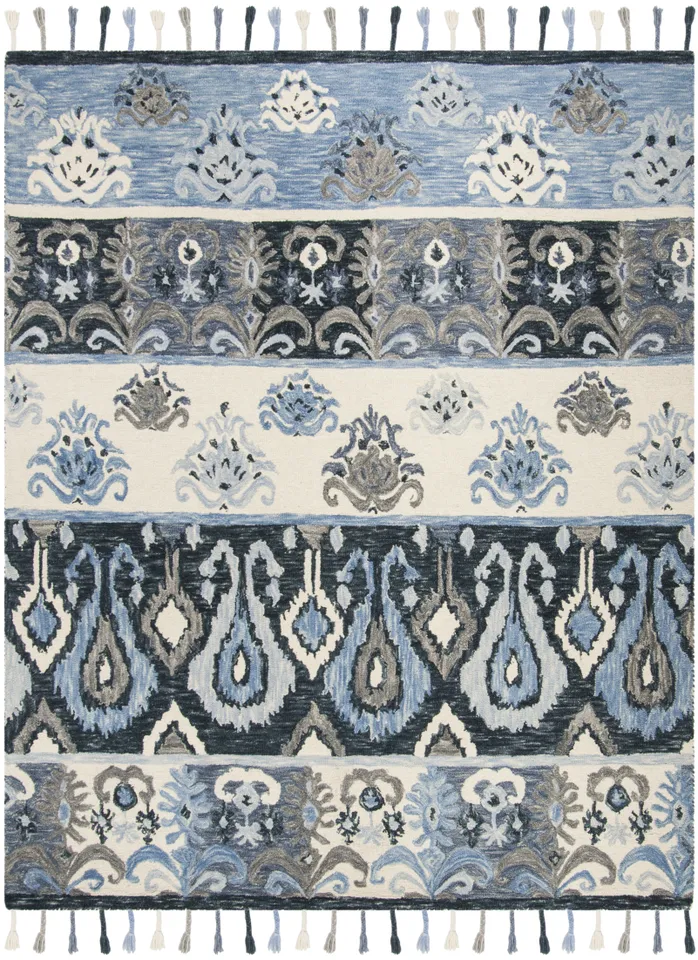 Arlo Home Hand Hooked Area Rug, SZN208A, Blue/Ivory,  8' X 10'