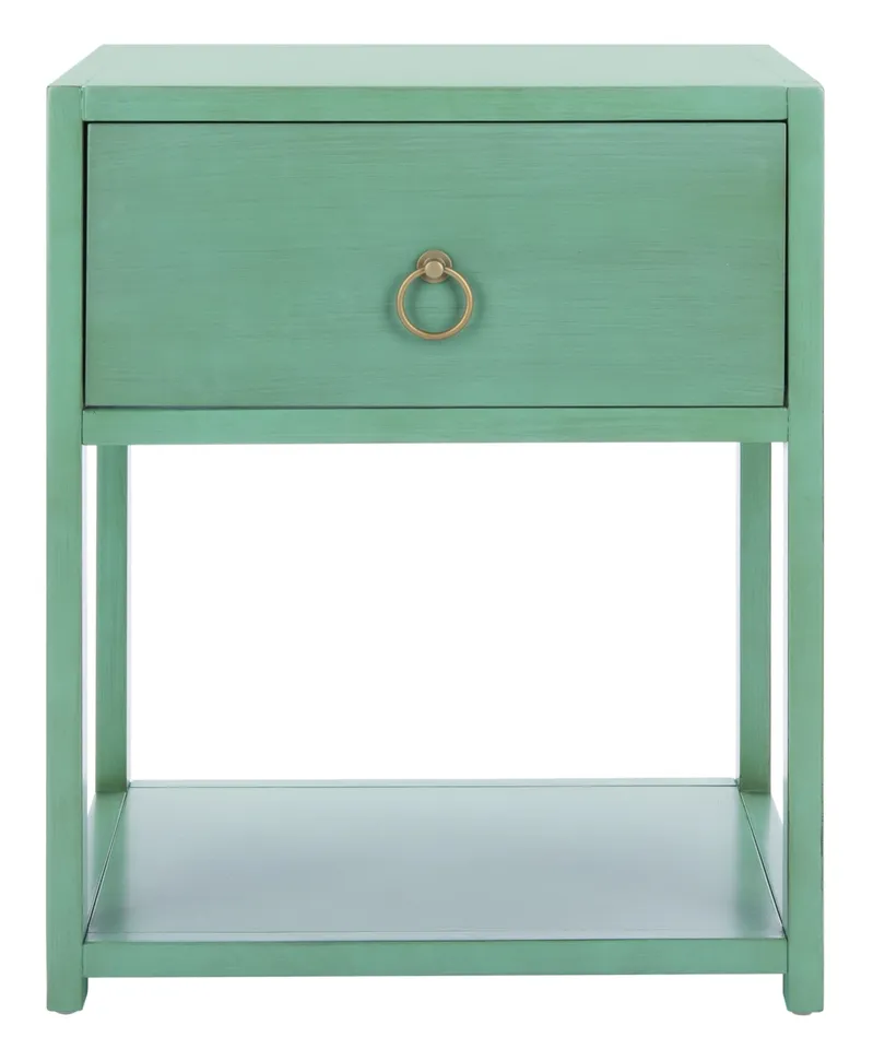 Yudi 1 Drawer 1 Shelf Nightstand - Turquoise