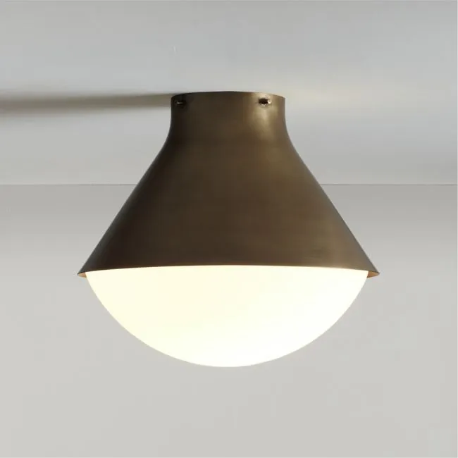 Rainier Brass Conical Flush Mount Light 13.7"