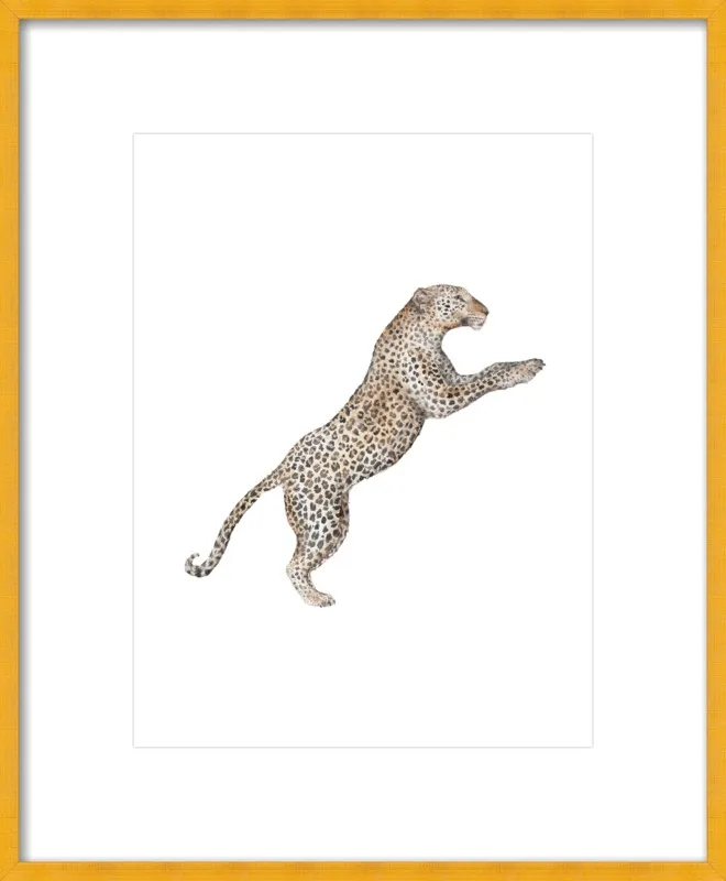 Leaping Leopard Watercolor by Lauren Rogoff for Artfully Walls
