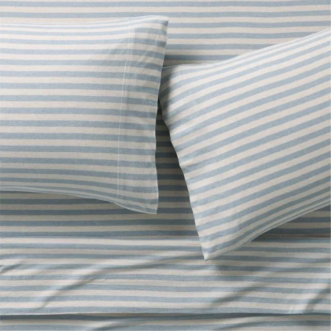 Comfy Tee Sky Blue Stripe 100% Organic Cotton Jersey Kids Full Sheet Set