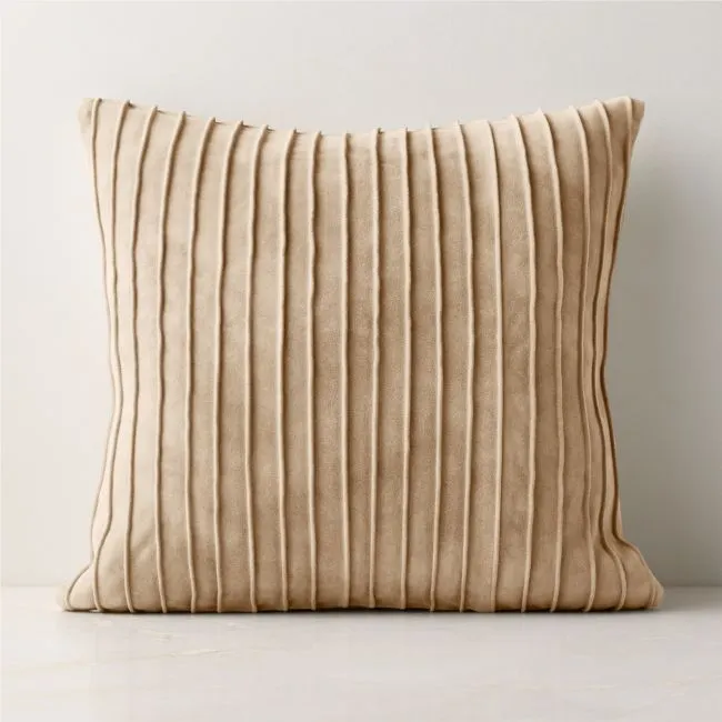 Gathered Light Taupe Suede Throw Pillow Cover 20"x20"