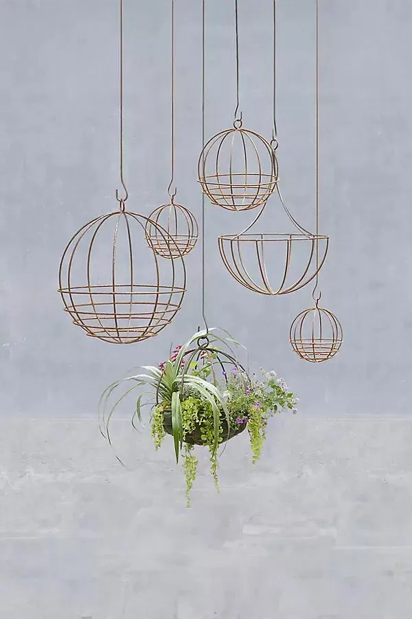 Sphere Rust Patina Hanging Basket