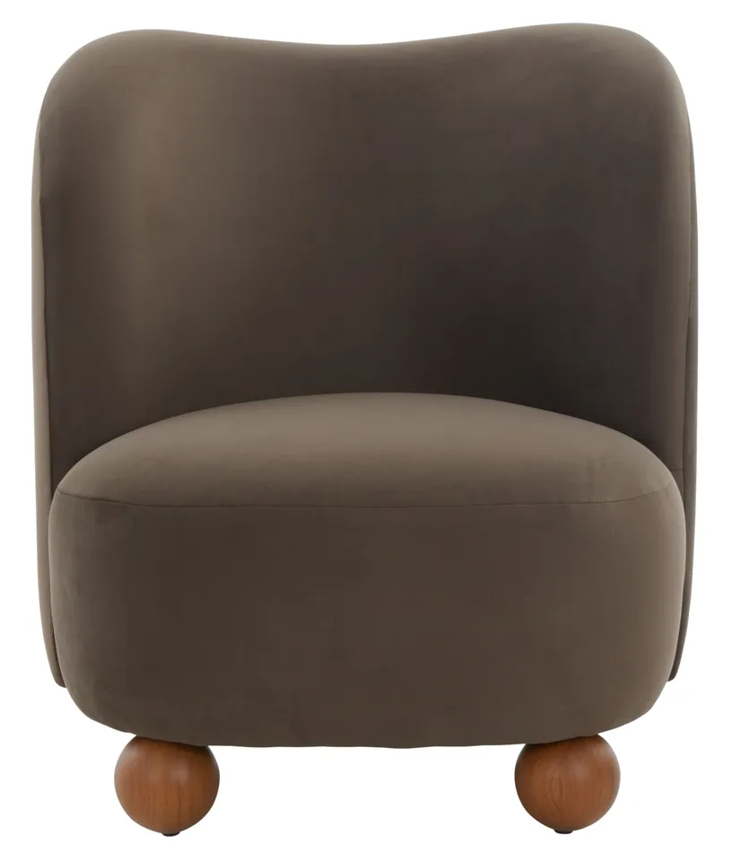 Rodolfo Boucle Accent Chair - Dark Brown / Walnut