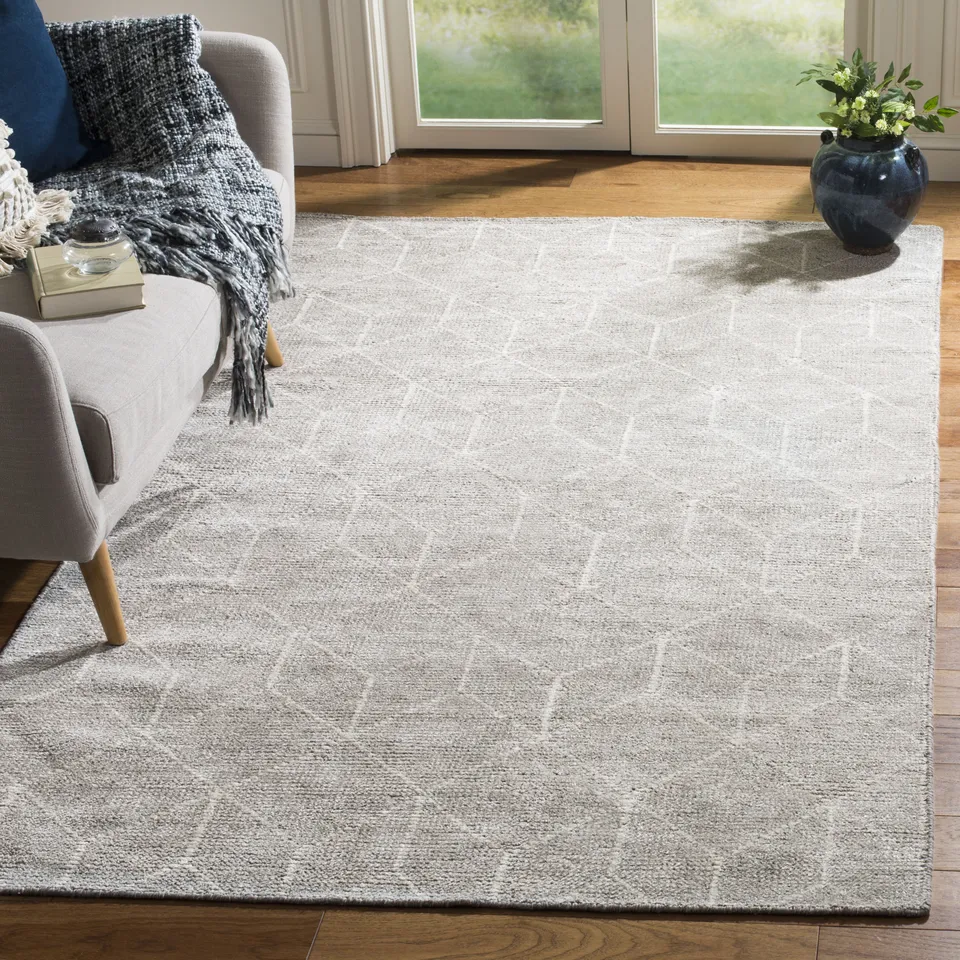 Arlo Home Hand Knotted Area Rug, STW904A, Silver,  5' X 8'