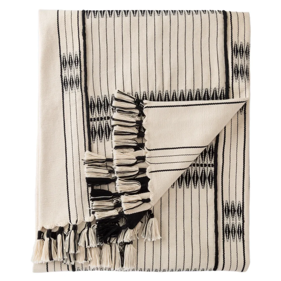 Saramati Hand-Loomed Tribal Cream/ Black Throw