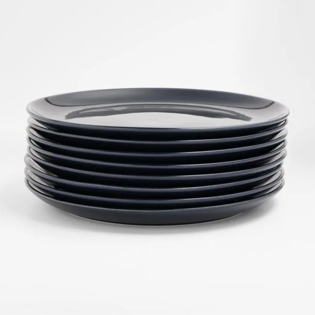 Hudson Navy Blue Stoneware Dinner Plates, Set of 8